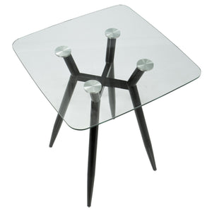 English Elm Clara Mid-Century Modern Square Counter Table With Glass Top & Black Metal Base For Stylish Dining B202P223303