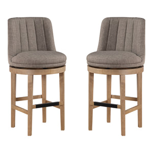 OSP Home Furnishings Rowan - Set of 2 Swivel Barstool Cement/Medium Oak