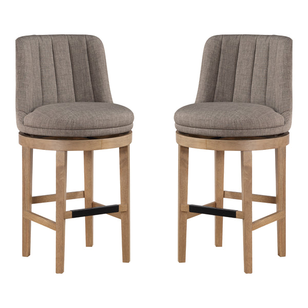 OSP Home Furnishings Rowan - Set of 2 Swivel Barstool Cement/Medium Oak