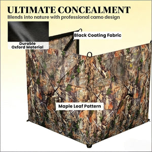 English Elm 3-panel Camo Hunting Blind with See-through Mesh and Instant Hub Frame Deployment T3971P486698