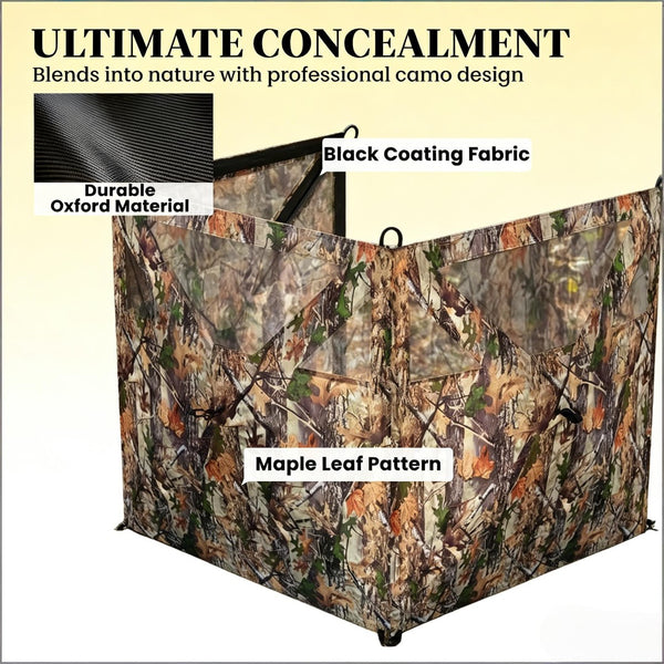 English Elm 3-panel Camo Hunting Blind with See-through Mesh and Instant Hub Frame Deployment T3971P486698