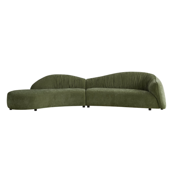 English Elm 145.67'' Stylish Mid-Century Green Sofa With Left-Facing Chaise For Living Room, Bedroom & Office W876S00324