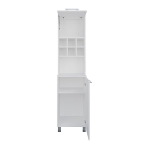 English Elm Kitchen Pantry Modern Engineered Wood Cabinet with 2 Doors, 8 Shelves, 4 Legs for Organized Storage White 46.85 L x 21.65 W x 6.3 H B097P296805