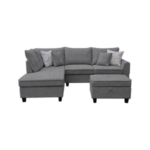 English Elm Harmony Fabric Sectional Sofa with Chaise Ottoman Pocket Coil Support for Living Rooms Gray B061S00953