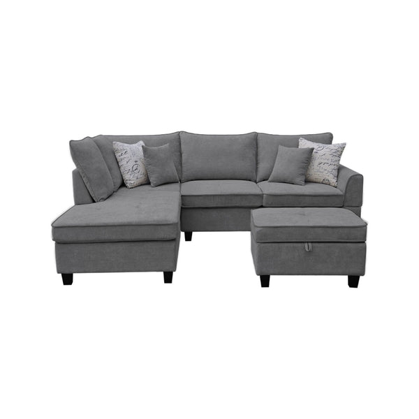 English Elm Harmony Fabric Sectional Sofa with Chaise Ottoman Pocket Coil Support for Living Rooms Gray B061S00953