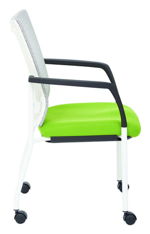 OSP Home Furnishings Progrid® Mesh Back Guest Chair with Lumbar Support Padded Seat and Metal Frame Green 8840W-6