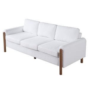 English Elm Christopher Knight Home® - 83.86" 3-Seater Sofa in Teddy Velvet with Curved Armrests & Solid Wood Legs, Plush Durable Comfort Cream White N765P331021W