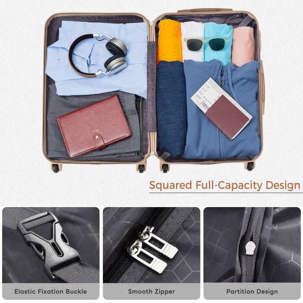 English Elm Luggage Four Piece Abs Hard Shell Set with Spinner Wheels Tsa Lock Travel Ready N726P218511R