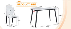 English Elm Table and Chair Set Modern Marble Glass Top with Four Pu Leather Seats for Dining W1151S04662