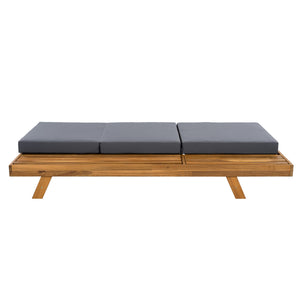 English Elm Christopher Knight Home® - Lounge Chaise Set - Acacia Solid Wood With Ergonomic Dark Grey Cushion For Stylish Outdoor Relaxation N770P253442T_N770P208326G