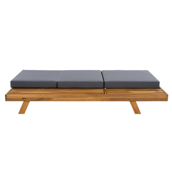 English Elm Christopher Knight Home® - Lounge Chaise Set - Acacia Solid Wood With Ergonomic Dark Grey Cushion For Stylish Outdoor Relaxation N770P253442T_N770P208326G