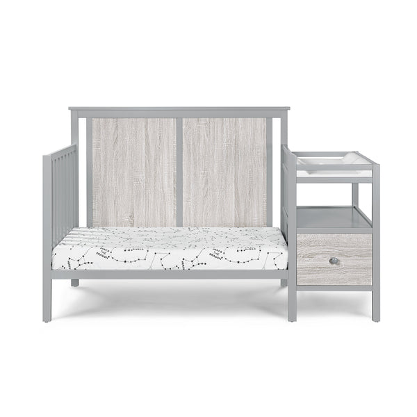 English Elm Connelly 4-in-1 Crib and Changer Combo with Attached Changing Table, Adjustable Heights & Storage Grey B022P204835
