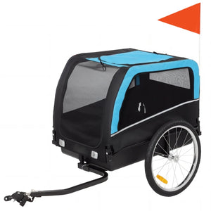 English Elm Foldable Pet Bike Trailer Steel Frame Oxford Fabric Ventilated Cabin for Medium Dogs Black+Blue T3971P468434