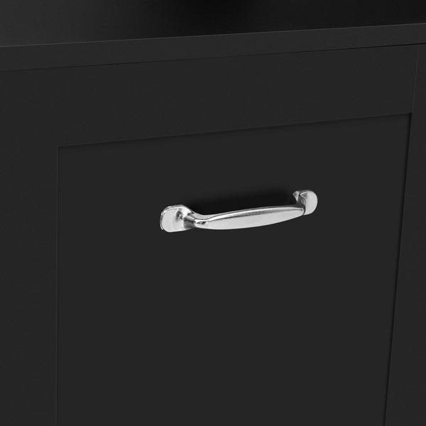 English Elm U-Can 5-in-1 Entryway Bench Hall Tree with 7 Hooks, 2 Drawers & Adjustable Shelves for Organized Homes Black N724P235232B