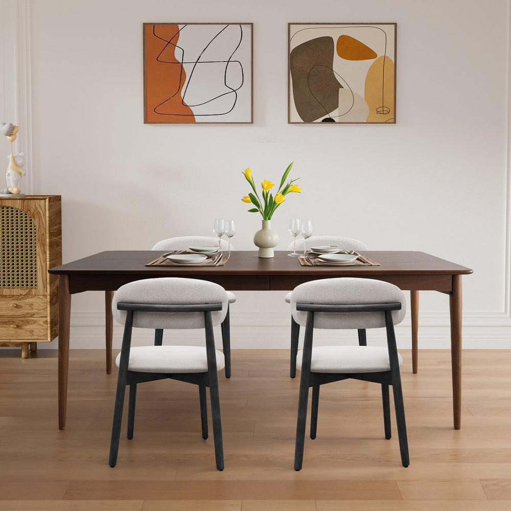 English Elm Linen Grey Cotton-Linen Upholstered Dining Chair Set of 2 — Ergonomic Foam Seat, Solid Wood Legs, 300lb Capacity T3967P382229