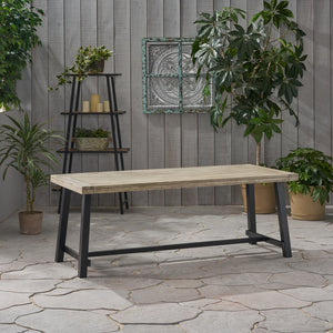 English Elm Christopher Knight Home® - CARLISLE Outdoor Wooden Dining Table with Acacia Top and Metal Frame | Modern Industrial 79" L Grey 65539.00SLGRY