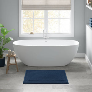 English Elm 1 Heavyweight Cotton Tufted Bath Rug Reversible Spa Grade Absorbent Floor Mat Navy B035P319557