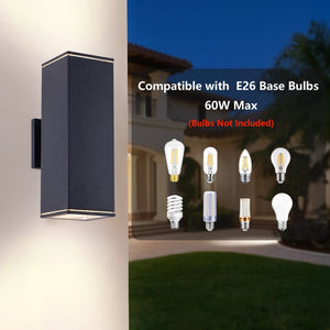 English Elm 12in Matte Black Aluminum Outdoor Wall Sconces up Down Lighting for Porch Patio Set of 4 W2312P416012