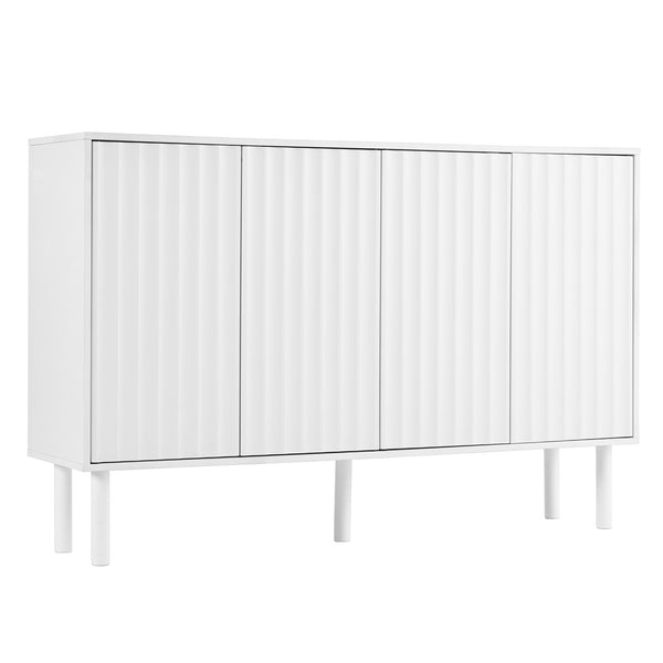 English Elm ON-TREND Farmhouse Storage Cabinet with Gourd Legs, Adjustable Shelves, Anti-Tip Tall Pantry Unit White N721P205785K