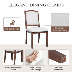 English Elm 6-piece Extendable Wood Dining Set with Linen Upholstered Chairs Bench Seats Eight Cherry N752S000097C