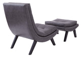 OSP Home Furnishings Tustin Lounge Chair and Ottoman Set Pewter