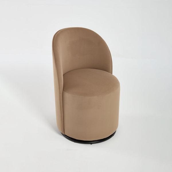 English Elm Set Velvet Swivel Barrel Accent Chair Mid Century Ergonomic Seat for Dining Vanity Brown W3244P308283