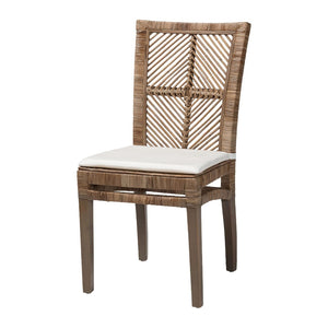 English Elm Modern Rattan Woven Mahogany Dining Chair Bohemian Tall Backrest Organic Style B2750P470065