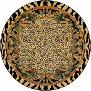 Unique Loom Wildlife Jungle Machine Made Border Rug Cream, Cream/Black/Ivory/Red/Green/Burgundy/Olive/Tan 7' 10" x 7' 10"