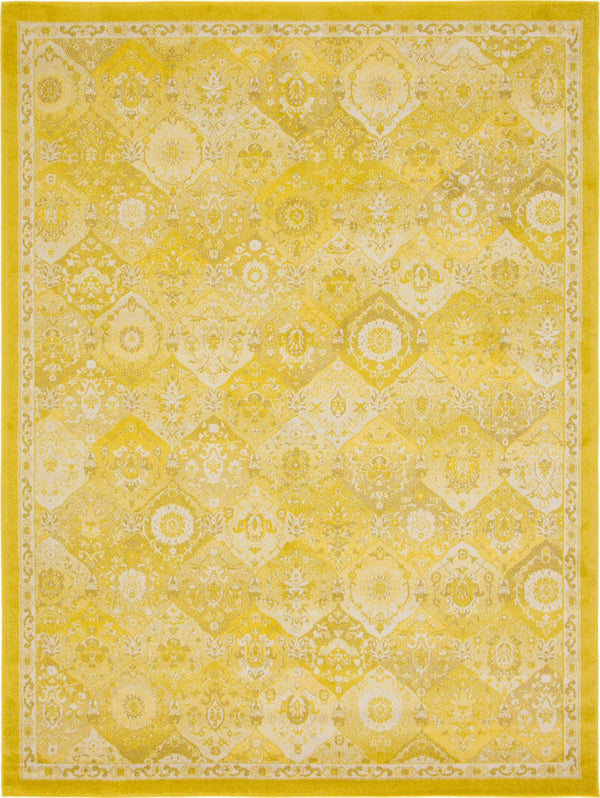 Unique Loom Penrose Blake Machine Made Trellis Rug Yellow, Beige/Ivory 9' 0" x 12' 0"