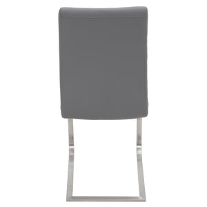 English Elm Foster Contemporary Dining Chair with Curved Faux Leather Upholstery and Sturdy Metal Base, Set of 2 Grey B202P223519