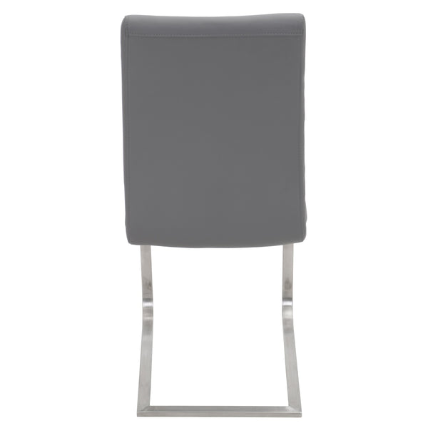 English Elm Foster Contemporary Dining Chair with Curved Faux Leather Upholstery and Sturdy Metal Base, Set of 2 Grey B202P223519