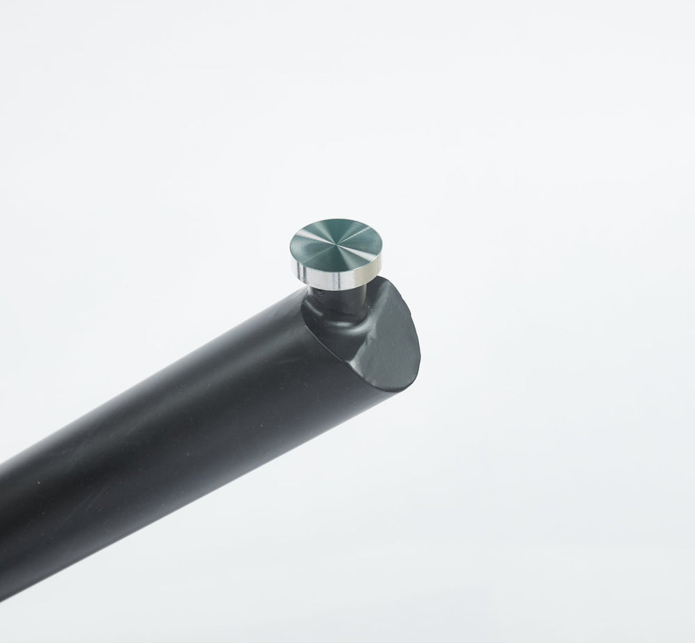 English Elm Black Glass Dining Table with Metal Legs — Modern Space-Saving 110x110x75cm Stable Easy-Clean Table W234P311863