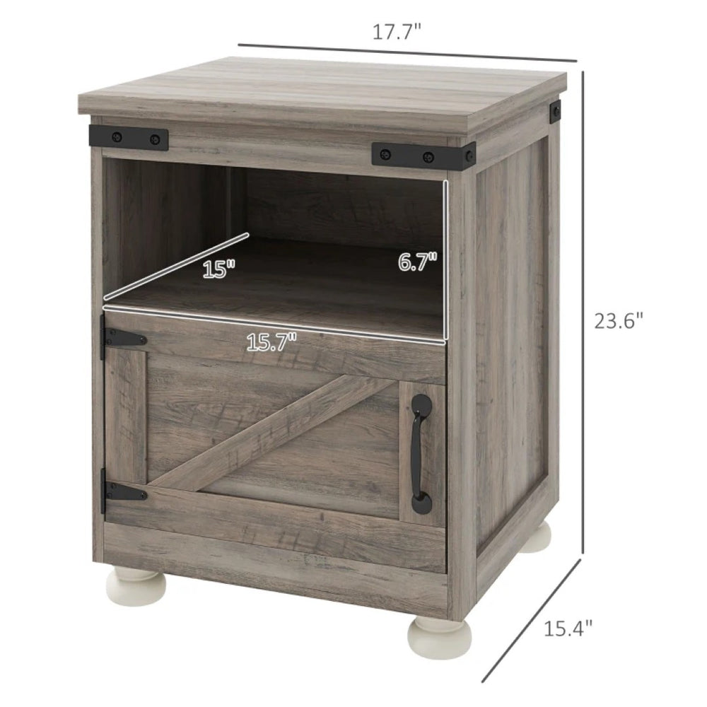 English Elm Small Gray Farmhouse Cabinet with Open Shelf Cupboard for Bedroom or Entryway T3971P469591