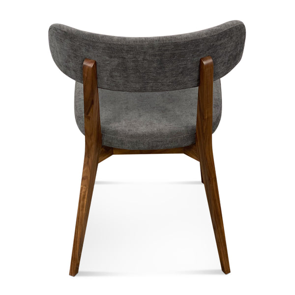 English Elm Modern Modern Midcentury Walnut Dining Chair with Charcoal Grey Fabric Upholstery, Solid Wood Comfort Design B353P380272