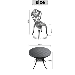 English Elm 3-Piece Durable Cast Aluminum Bistro Set For Outdoor Dining | Weather-Resistant Black Frame W1710S00215