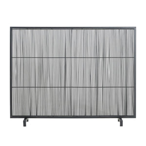 English Elm Willow Iron Fireplace Screen Powder Coated Vertical Bar Grid for Modern Interiors Black N775P386927B