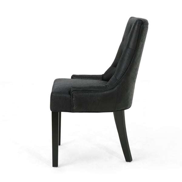 English Elm Christopher Knight Home® - Cheney Dining Chairs Set Of 2 - Elegant Microfiber With Diamond-Tufted Backrest For Comfort 54181.00MFBLK