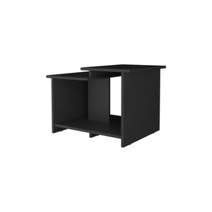 English Elm FM Naco Coffee Table with Geometric Open Shelves, Durable Melamine Black Finish for Modern Living Room Decor, Compact Stylish Storage Surface B128P269878