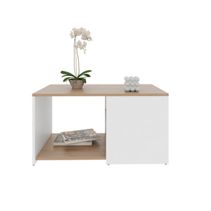 English Elm Silver Peak Light Oak & White Coffee Table with Open Storage, Engineered Wood, Compact Chic Design B092P269897