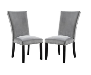 English Elm Attractive Transitional 2pc Side Chairs Set with Padded Flannelette Seats and Nailhead Trim, Stylish Dining Seating Black,Light Gray 45 L x 17 W x 23 H B011P246253