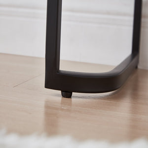 English Elm 39" Mirrored Vanity Table with Stainless Steel Base, 2 Drawers, Tempered Glass Top, 250lb Capacity, Gray Glam Desk N704P171796B