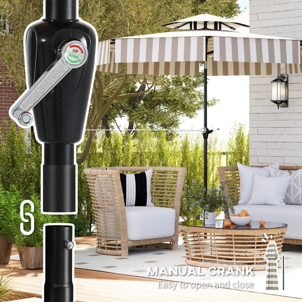 English Elm Outsunny 8.6 Ft Vented Patio Market Umbrella with Crank Tilt and Upf 30 Protection W2225P485589