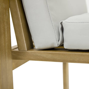 English Elm Patio Light Teak Acacia Dining Chair Set with Removable Light Beige Cushions, 330lb Capacity WF321704AAA