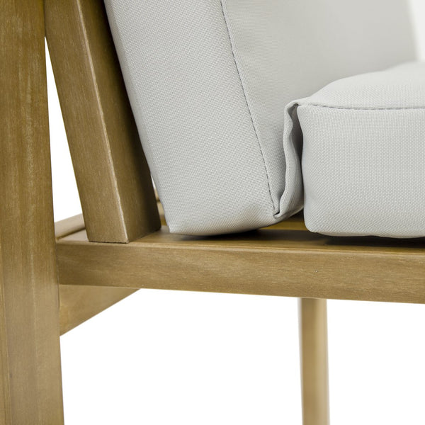 English Elm Patio Light Teak Acacia Dining Chair Set with Removable Light Beige Cushions, 330lb Capacity WF321704AAA