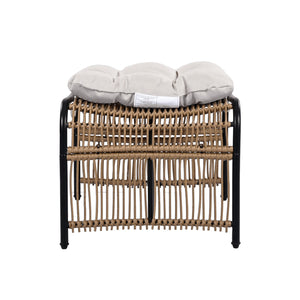 English Elm Christopher Knight Home® - 3 Piece Wicker Patio Set with Cloud-Like Cushions, Acacia Top Table, Rust-Resistant Steel Frame Beige,Black+Natural N780P209442N