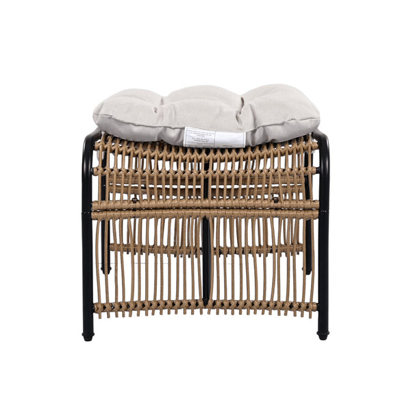 English Elm Christopher Knight Home® - 3 Piece Wicker Patio Set with Cloud-Like Cushions, Acacia Top Table, Rust-Resistant Steel Frame Beige,Black+Natural N780P209442N