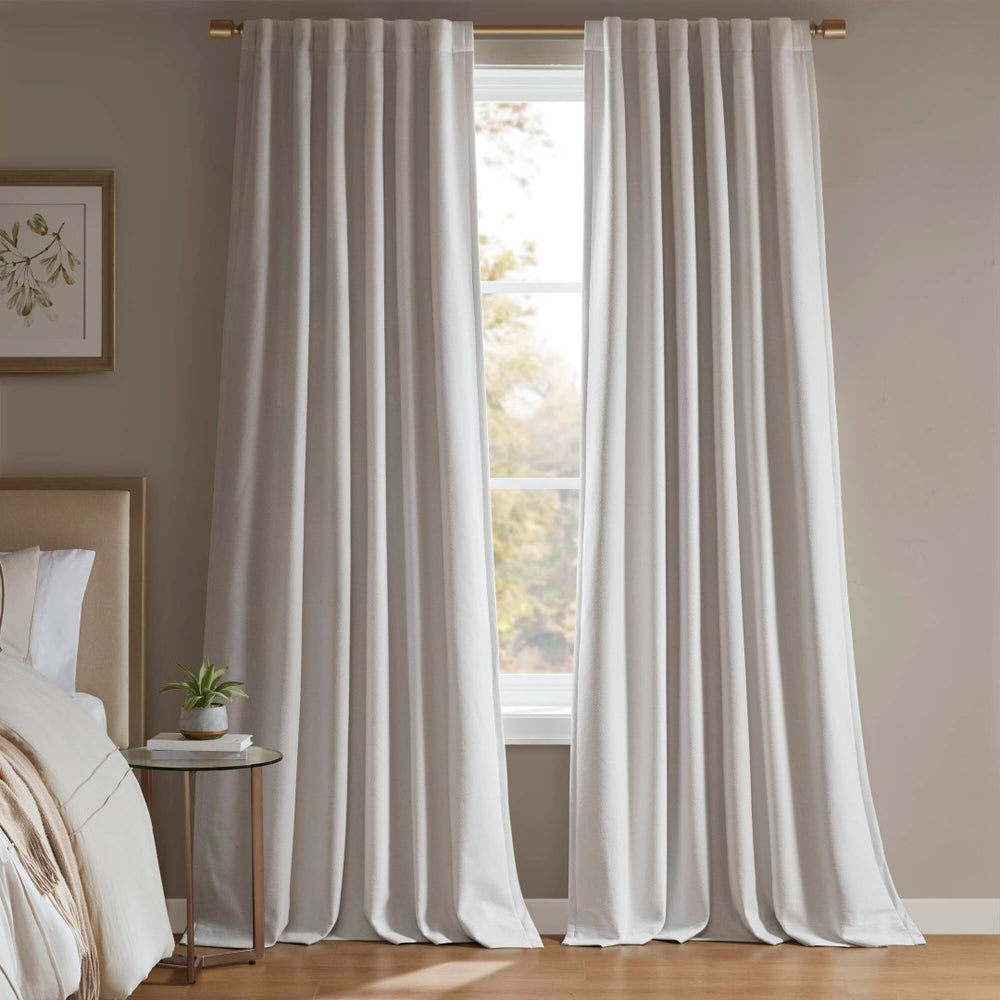 English Elm 2-pk 52x95 Total Blackout Curtain Panels Noise Reducing Embossed Bedroom Set White B035P496616