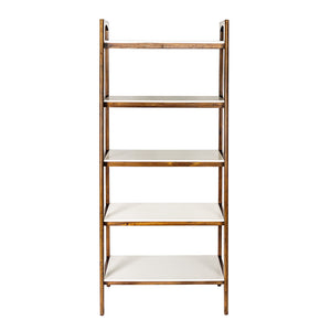 JLA Home Madison Park - Shelf Mid-Century Two-Tone Bookcase with Open Shelves, Pecan & Off-White Finish, Versatile Storage MP138-0128
