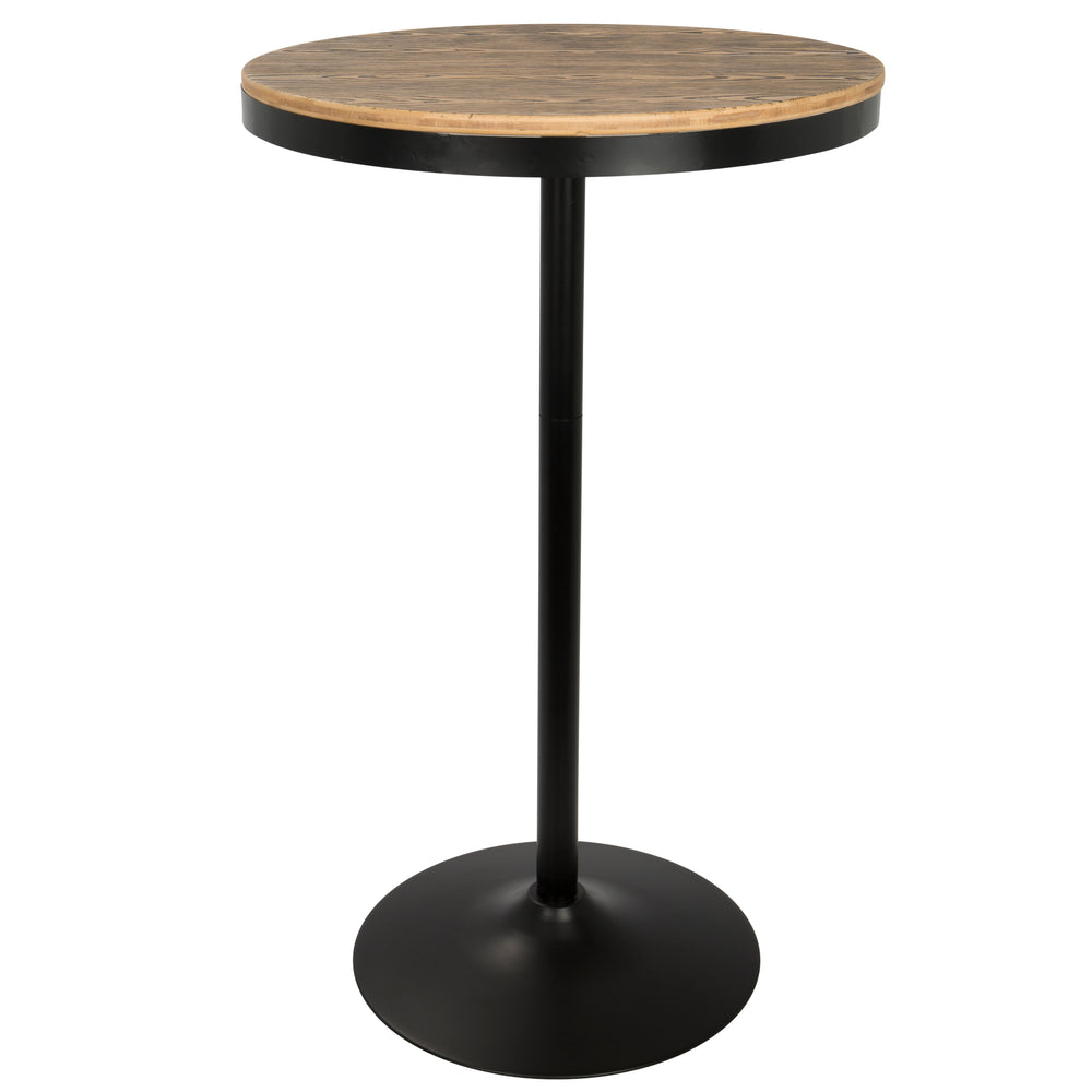 English Elm Dakota Industrial Adjustable Bar/Dinette Table, Bamboo Top & Metal Base, 43" or 30" Height, Black B202P223295