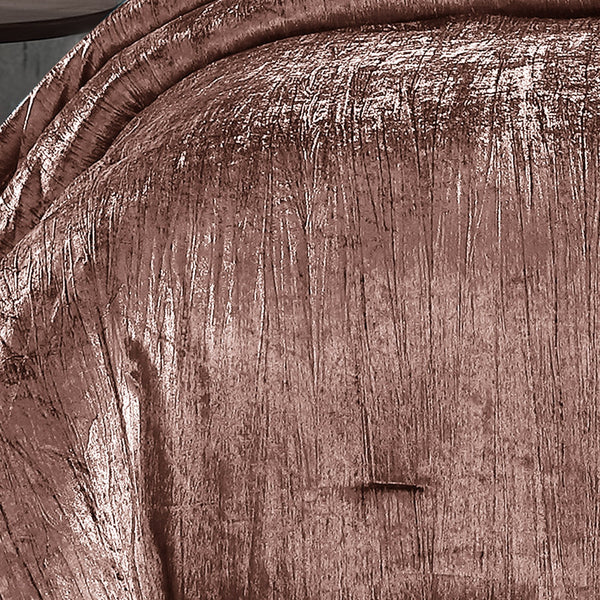 English Elm Turin Blush Crinkle Velvet 7PC King Bedding Set – Luxurious Textured Velvet, Reversible Shams & Pillows B340P341993